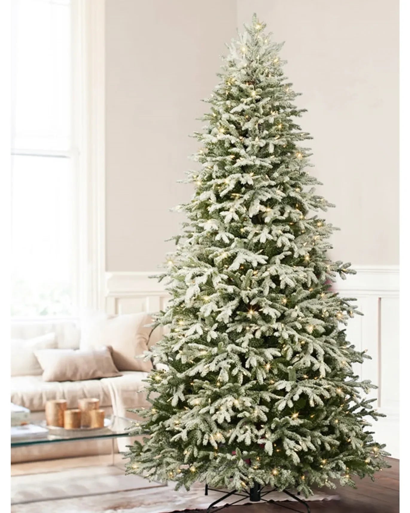 Árvore Natal Nevada Luxo com LEDs, Efeito Neve, Ramos Volumosos