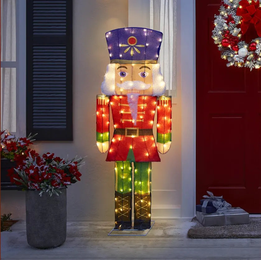 Quebra-Nozes Iluminado Gigante Cintilante LED Natal Decoração Festiva Jardim Casa