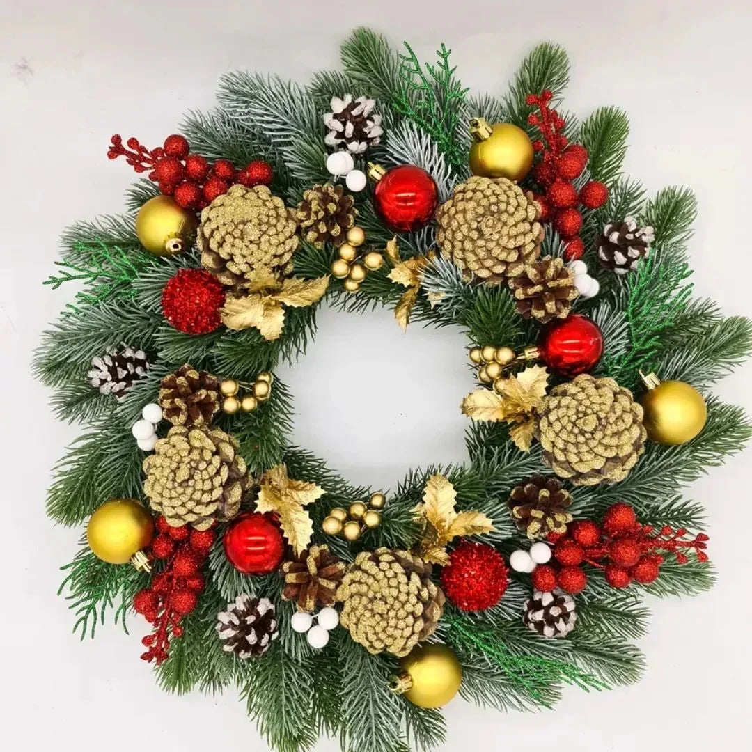 Guirlanda Natalina Premium 60cm com LED: Decoração Aconchegante Porta