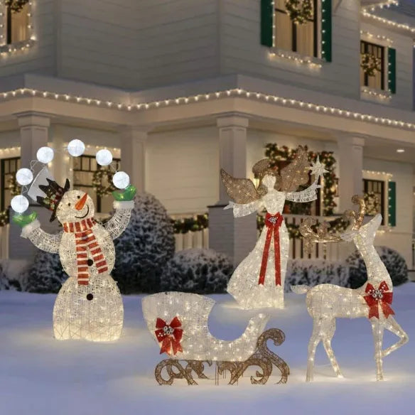 Boneco de Neve Iluminado LED Gigante: Decoração Natalina Resistente para Jardim