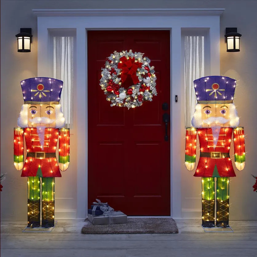 Quebra-Nozes Iluminado Gigante Cintilante LED Natal Decoração Festiva Jardim Casa