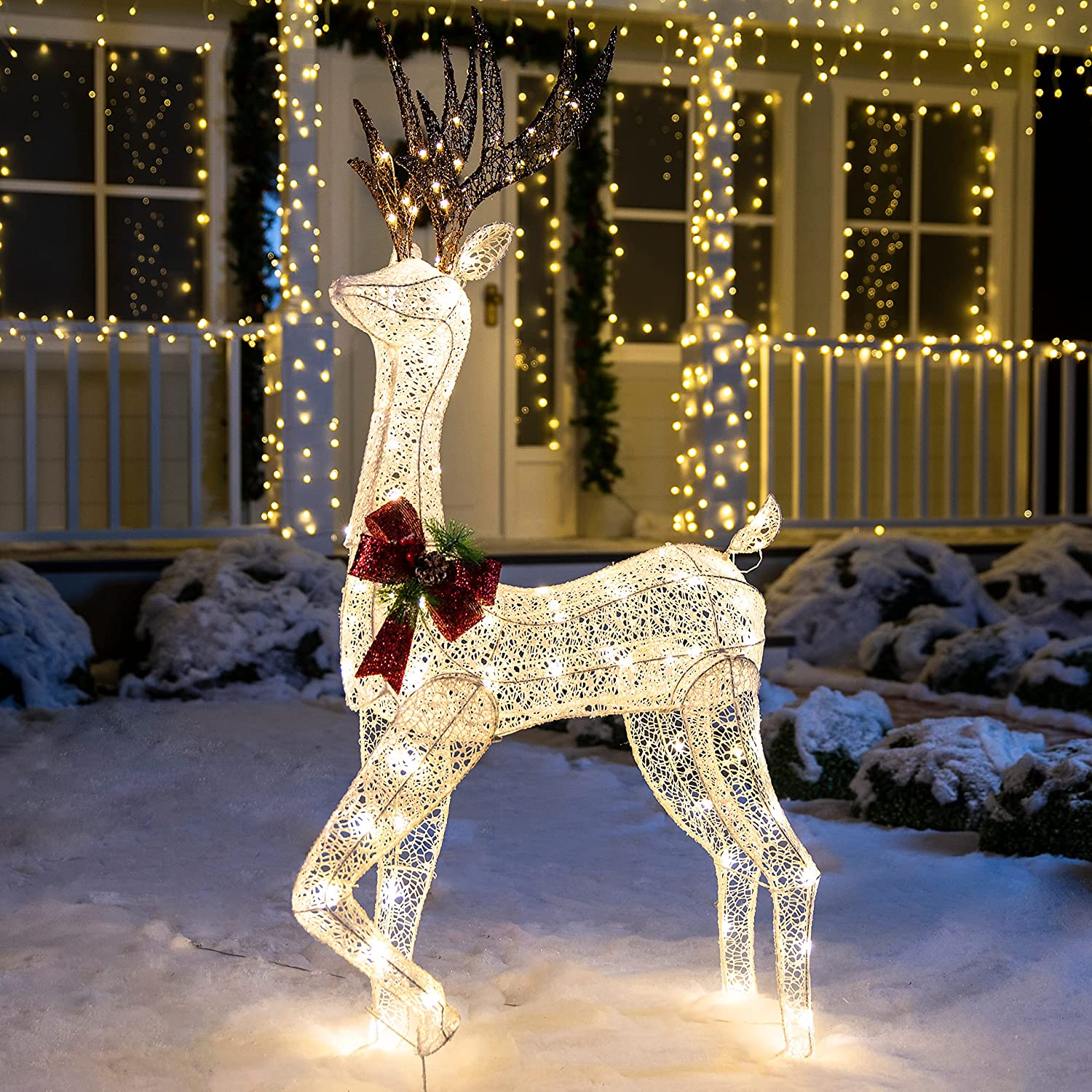 Rena Natalina LED 1,52m Decoração Jardim Externa Interna Brilho Festivo Elegante
