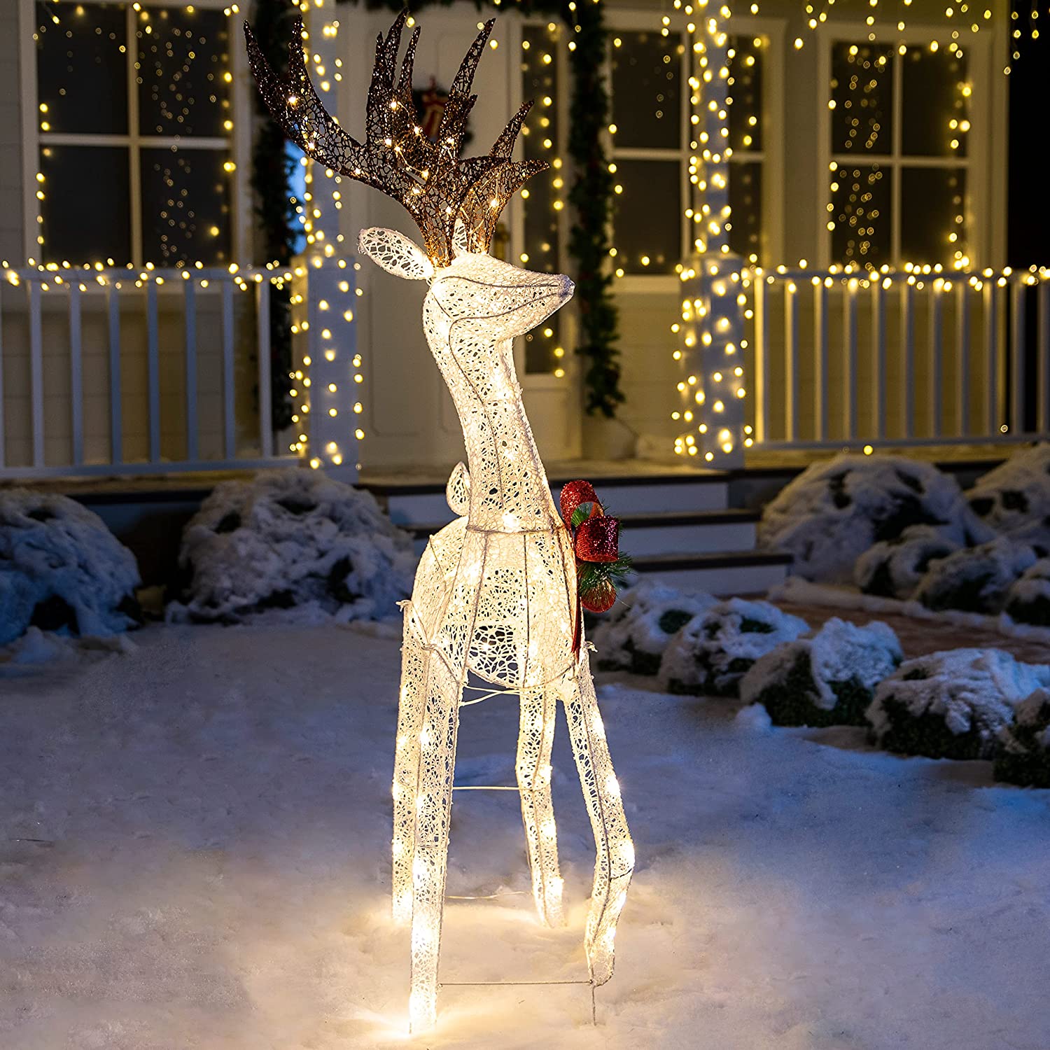Rena Natalina LED 1,52m Decoração Jardim Externa Interna Brilho Festivo Elegante