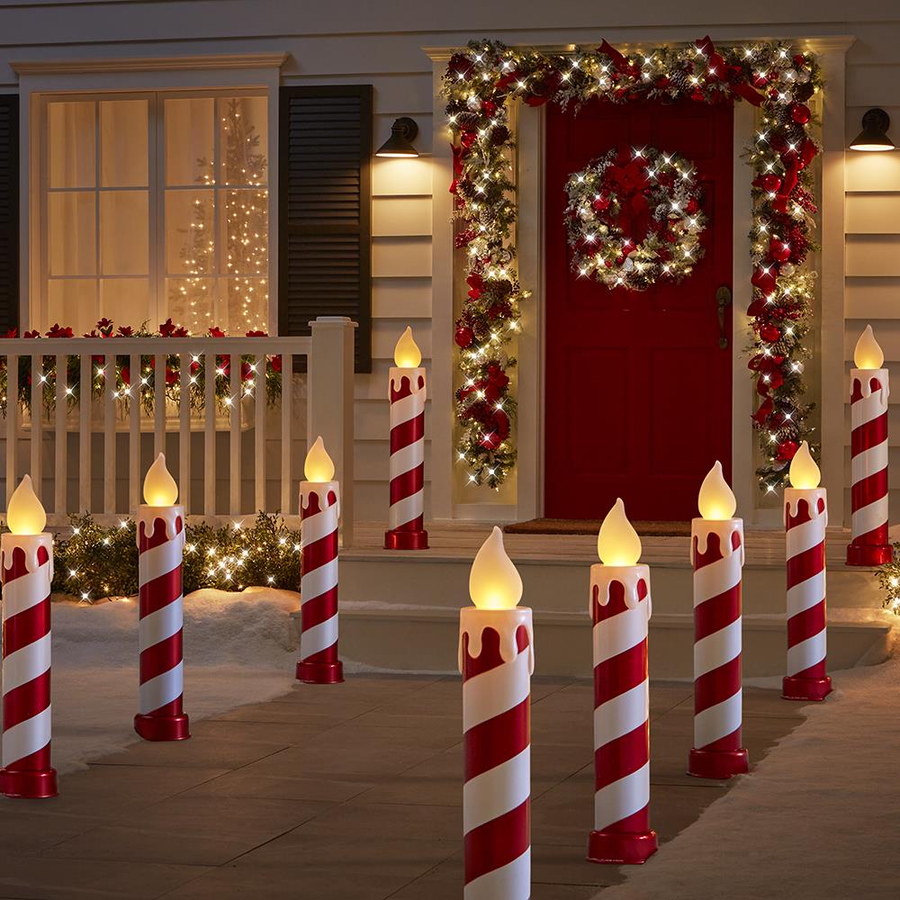 Velas LED Cintilantes Bastão Doce Natalino Gigante 91cm Decoração Resistente Exterior