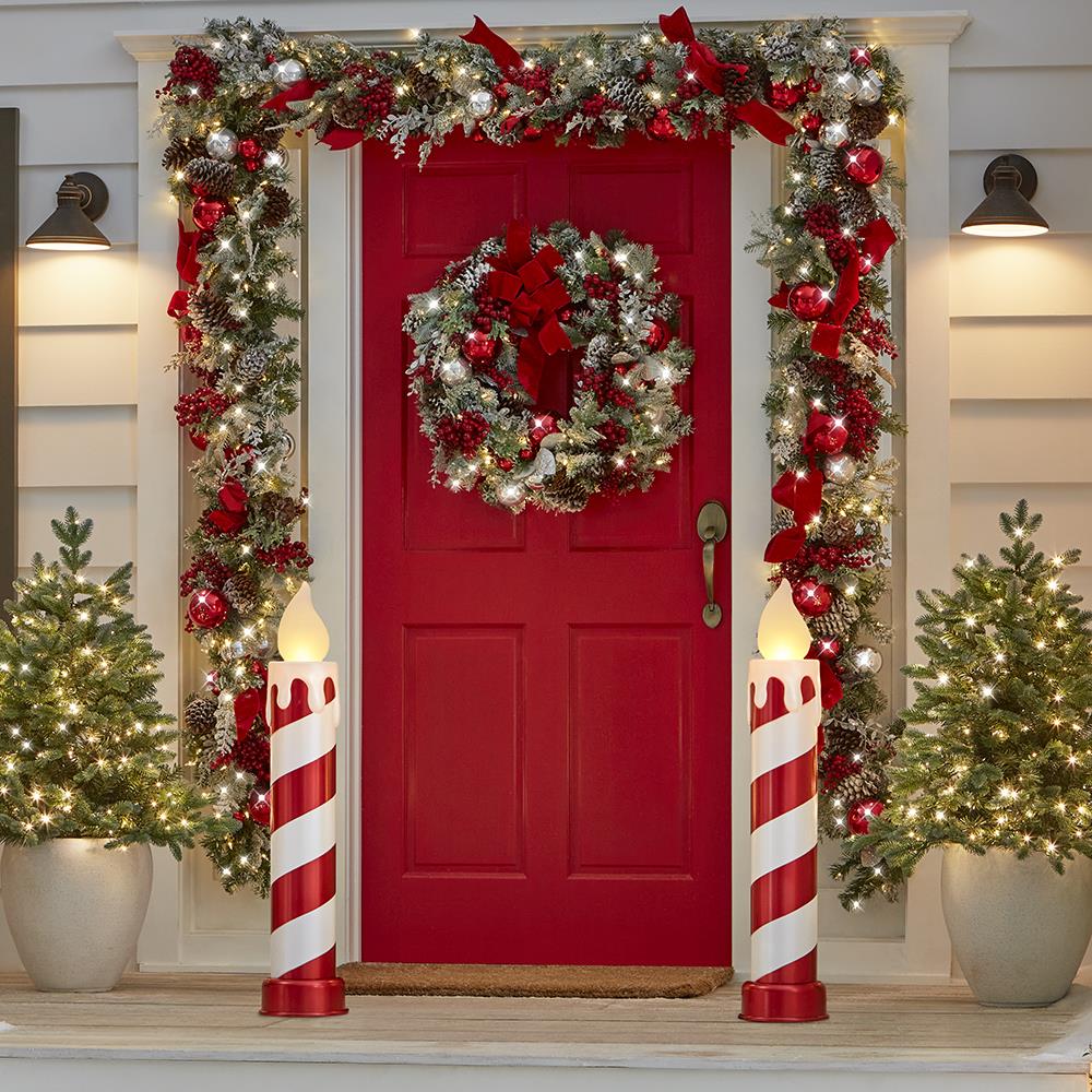 Velas LED Cintilantes Bastão Doce Natalino Gigante 91cm Decoração Resistente Exterior
