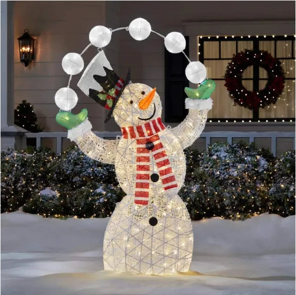 Boneco de Neve Iluminado LED Gigante: Decoração Natalina Resistente para Jardim