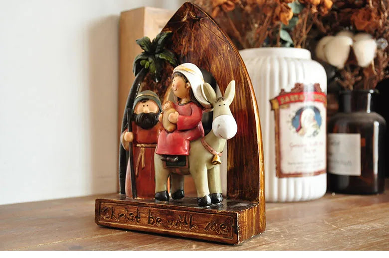 Presépio Natalino de Resina, Artesanal, Detalhado, Decoração Festiva, Encanto e Tradição