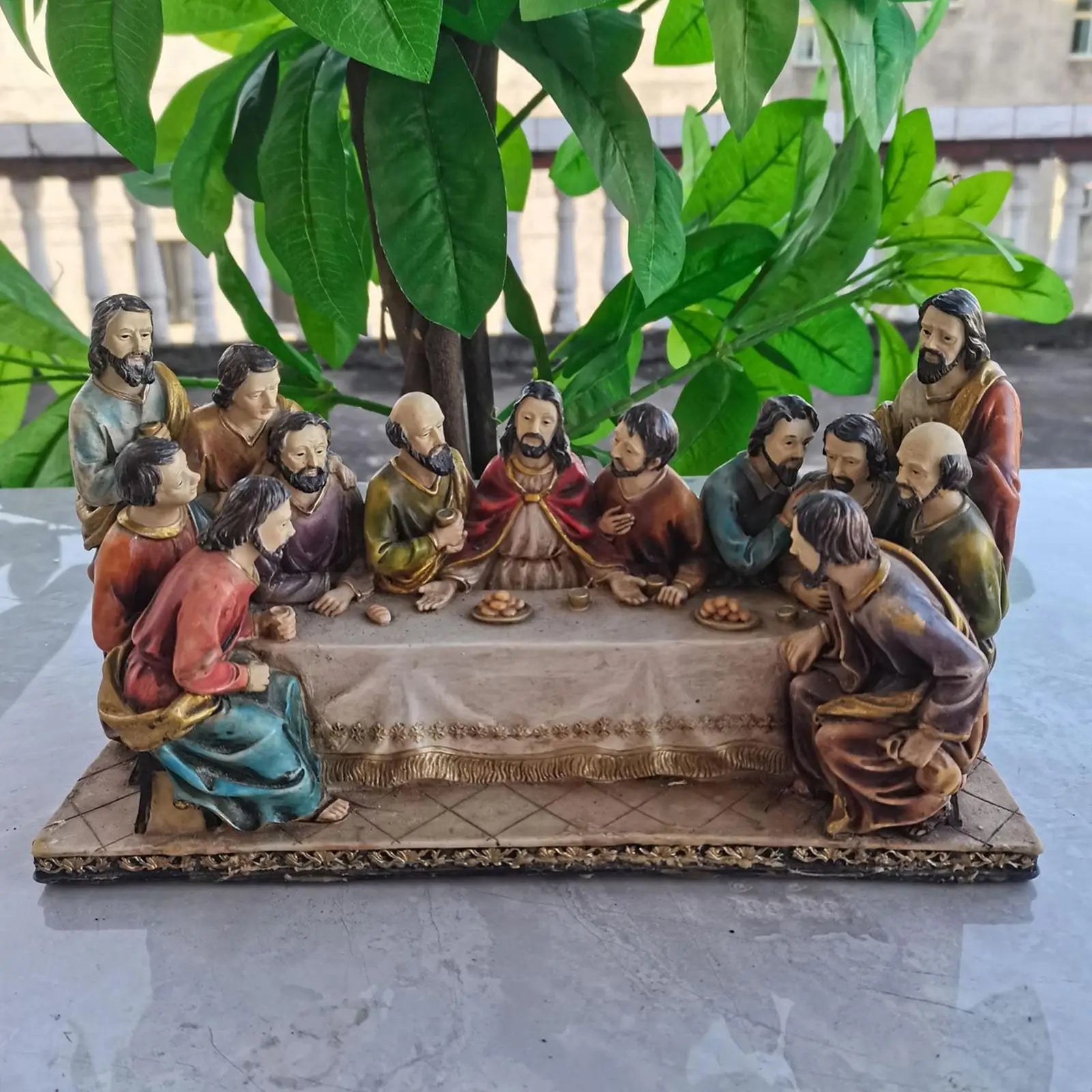 Estátua A Última Ceia Resina Detalhada 30cm Decoração Religiosa Presente Durável