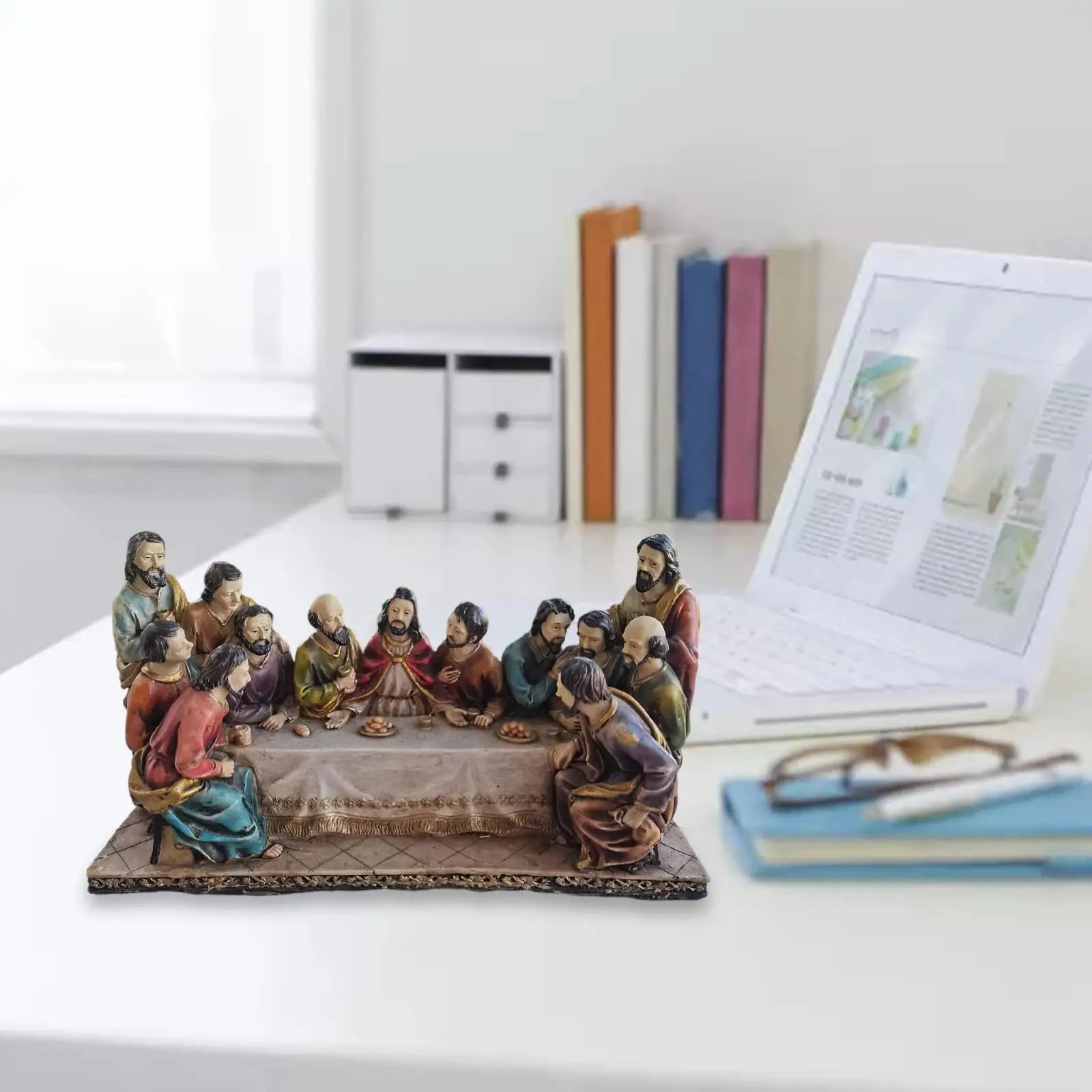 Estátua A Última Ceia Resina Detalhada 30cm Decoração Religiosa Presente Durável