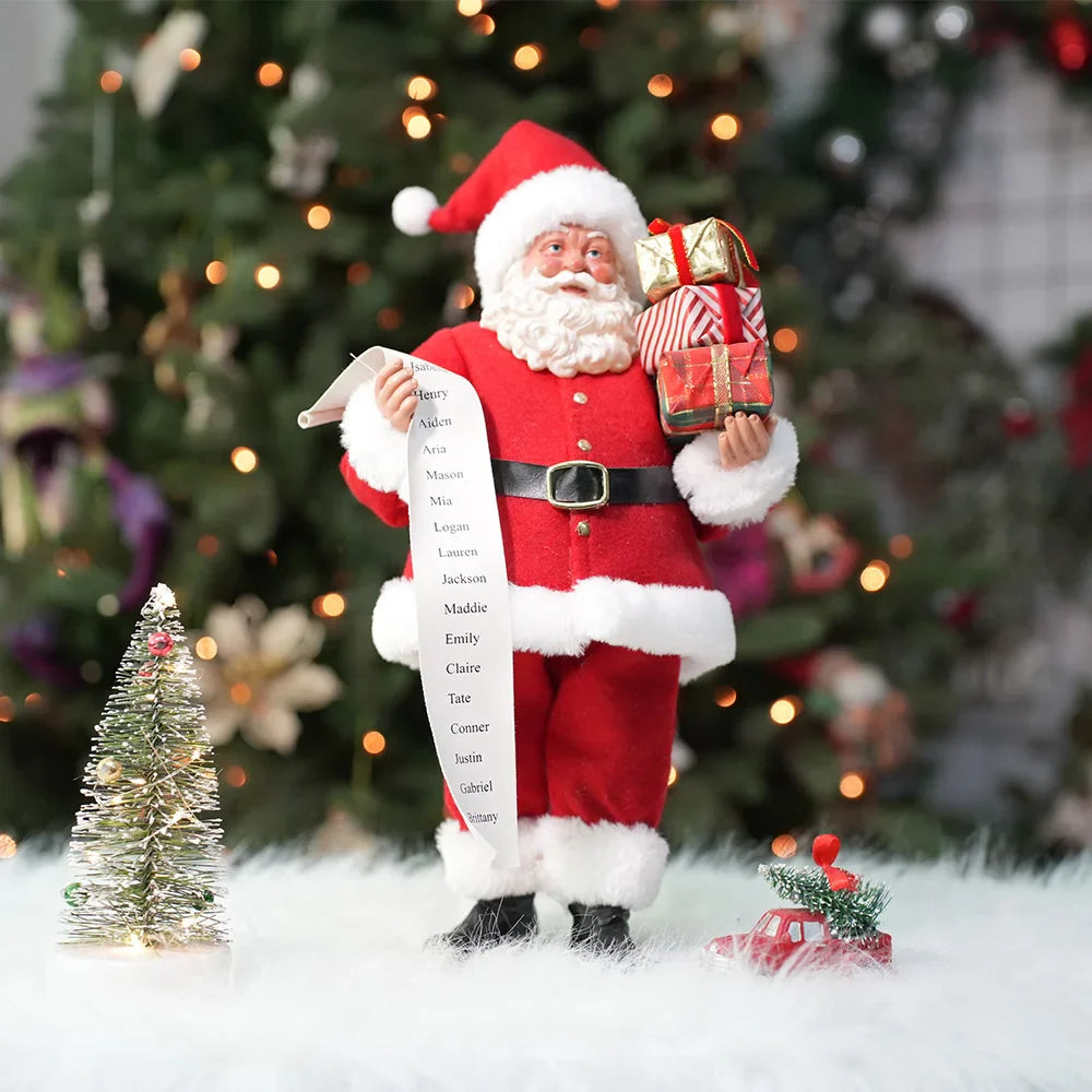Estatueta Papai Noel Luxuoso 38cm Natalina Decoração Festiva Presentes Encantadores