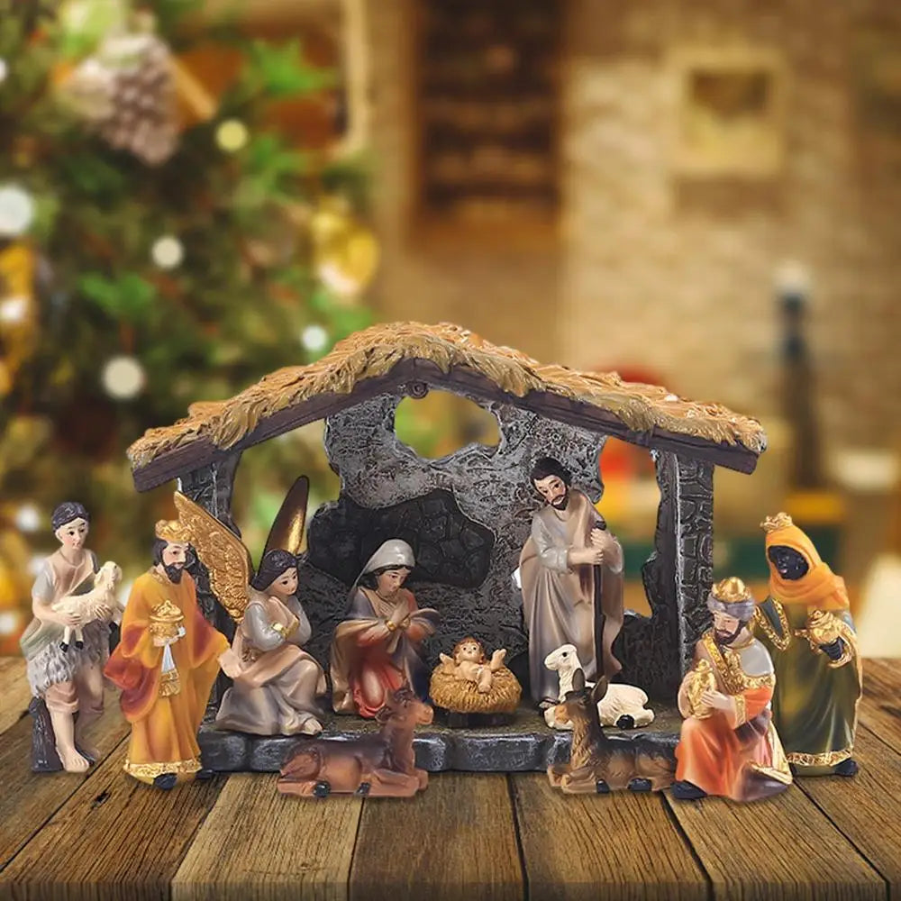 Presépio Natalino Resina Premium 12 Peças Sagrada Família Decoração Artesanal Encantadora