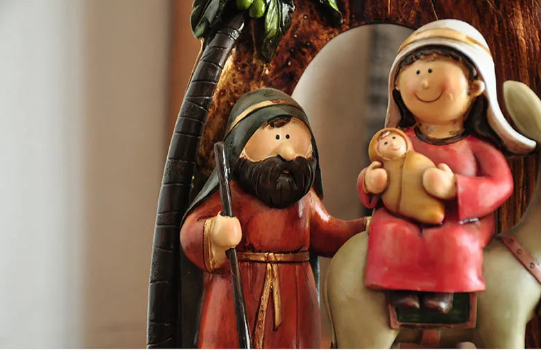 Presépio Natalino de Resina, Artesanal, Detalhado, Decoração Festiva, Encanto e Tradição
