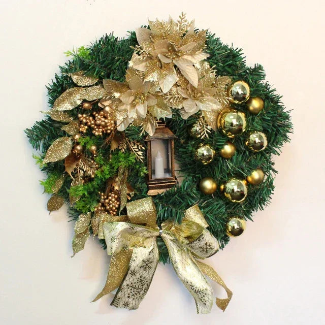 Guirlanda Natalina Luxuosa 60cm: Decoração Festiva com Iluminação LED e Pinhas