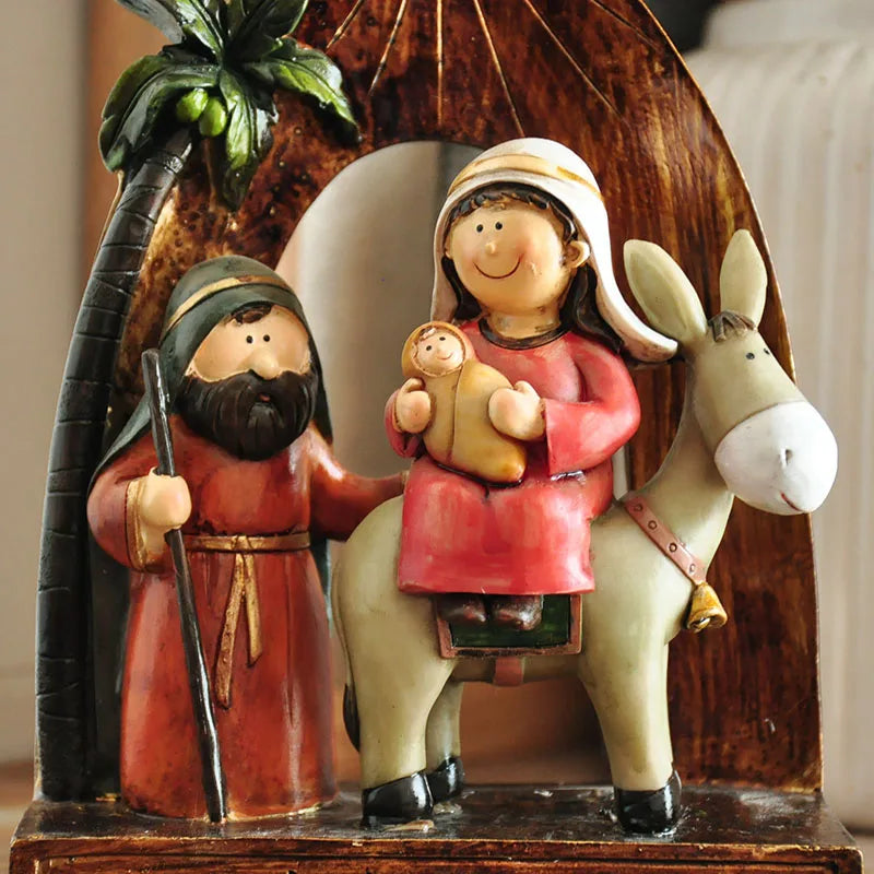 Presépio Natalino de Resina, Artesanal, Detalhado, Decoração Festiva, Encanto e Tradição