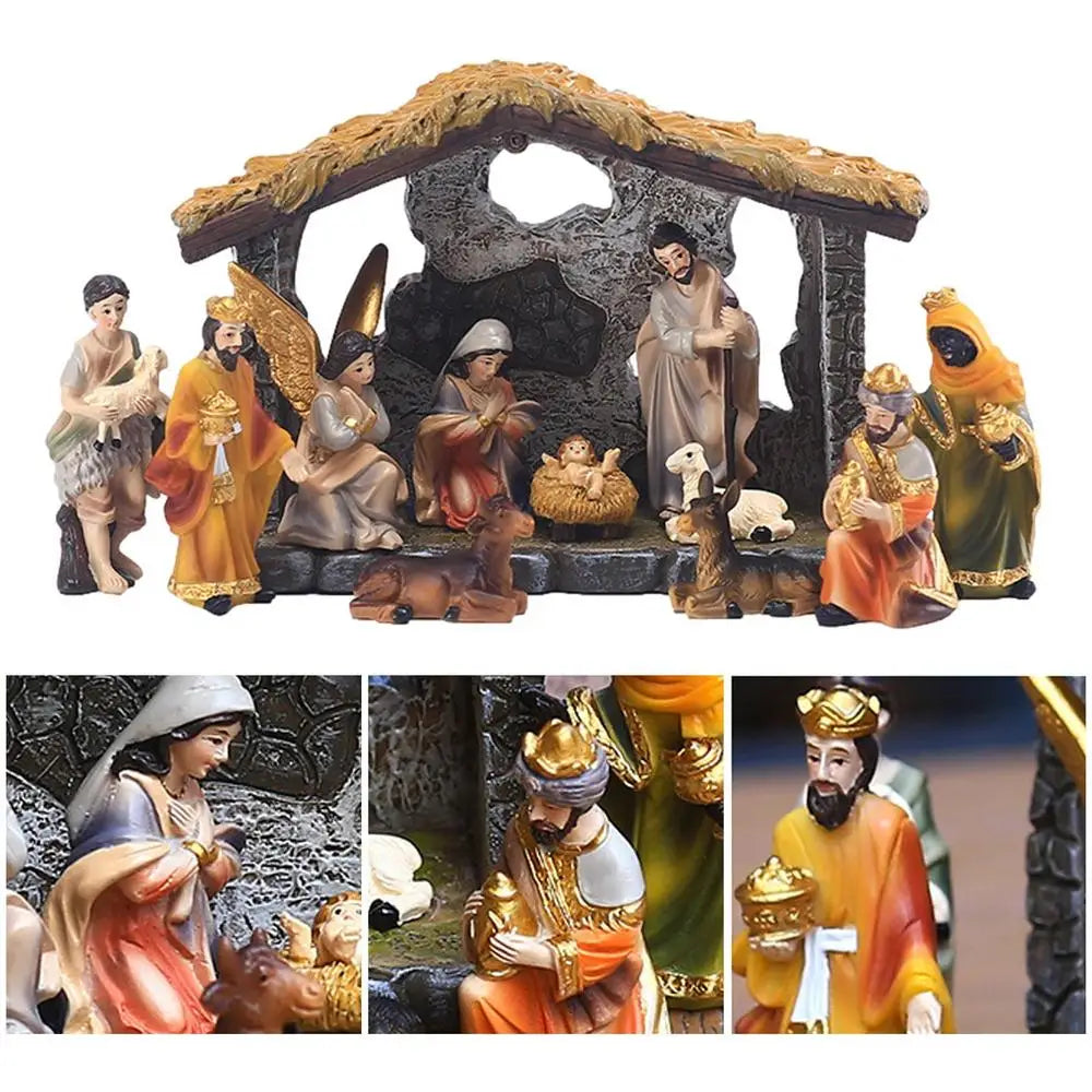 Presépio Natalino Resina Premium 12 Peças Sagrada Família Decoração Artesanal Encantadora