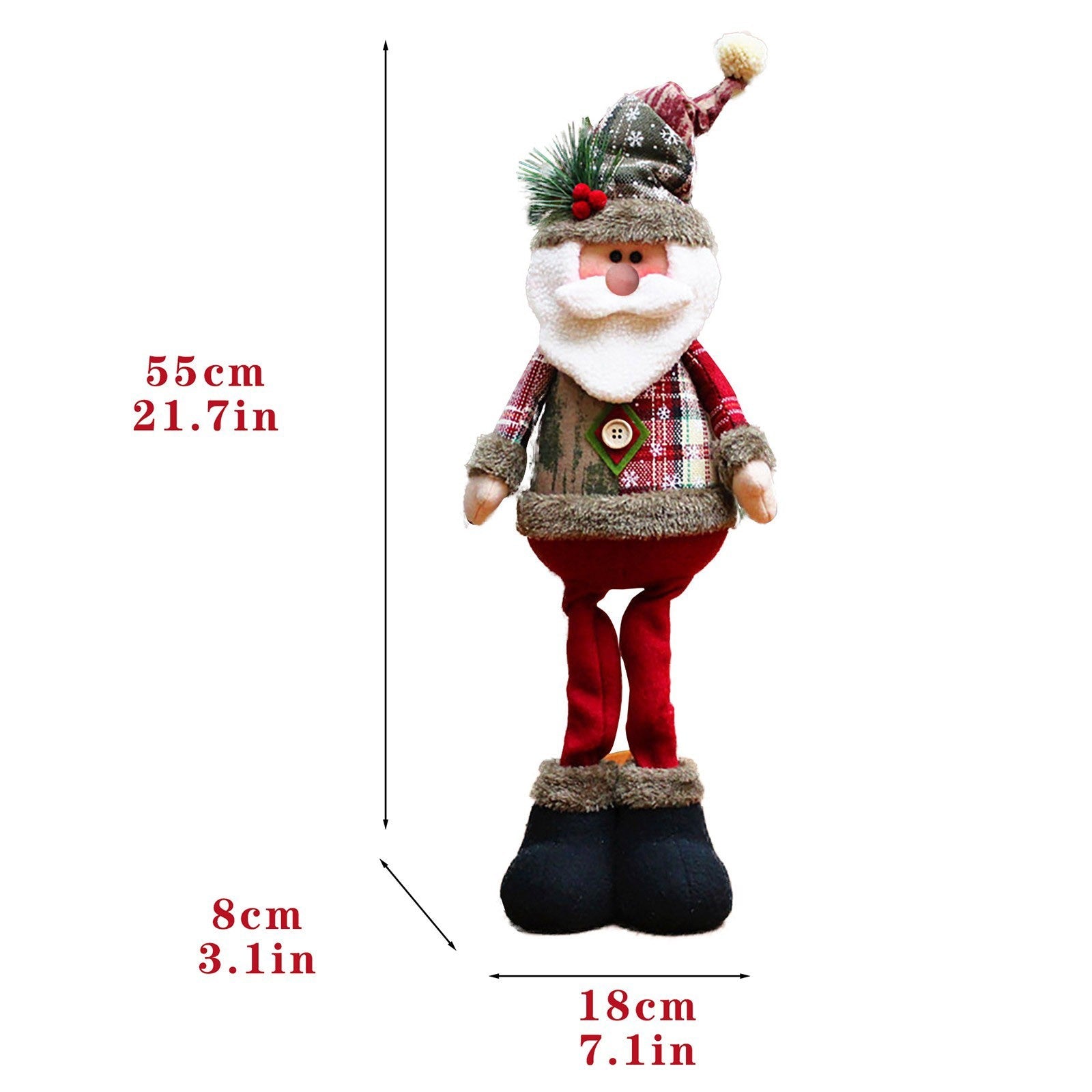 Conjunto Decorativo Natalino Premium: Papai Noel, Rena e Boneco de Neve Extensíveis