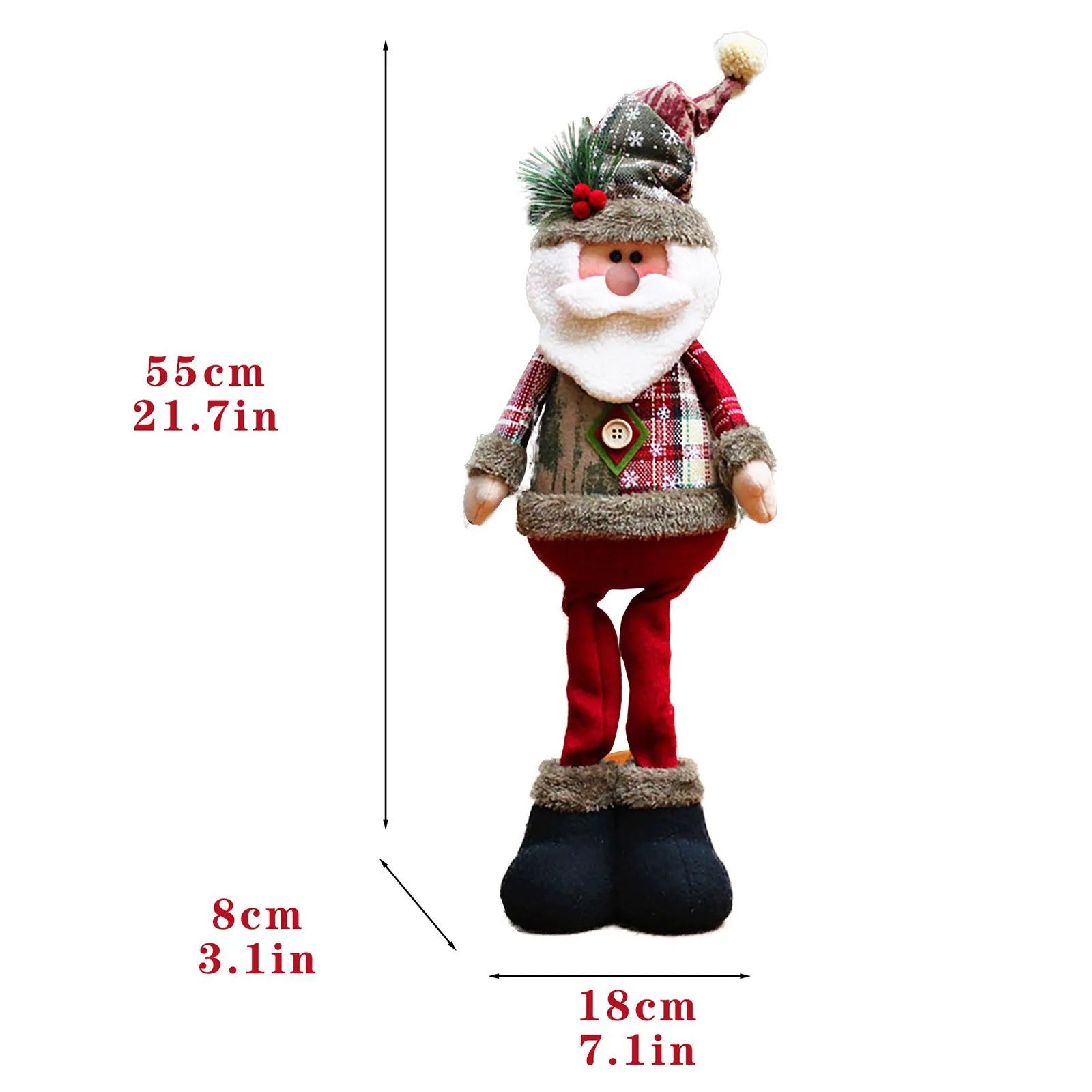 Conjunto Decorativo Natalino Premium: Papai Noel, Rena e Boneco de Neve Extensíveis