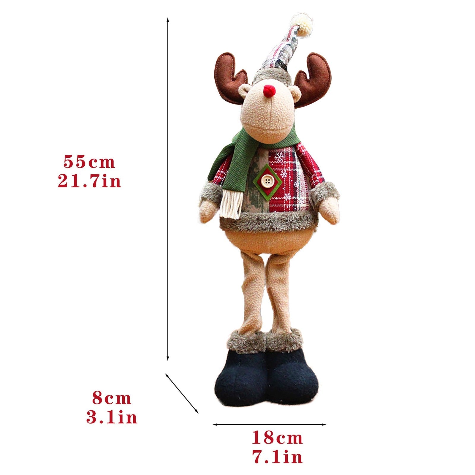 Conjunto Decorativo Natalino Premium: Papai Noel, Rena e Boneco de Neve Extensíveis
