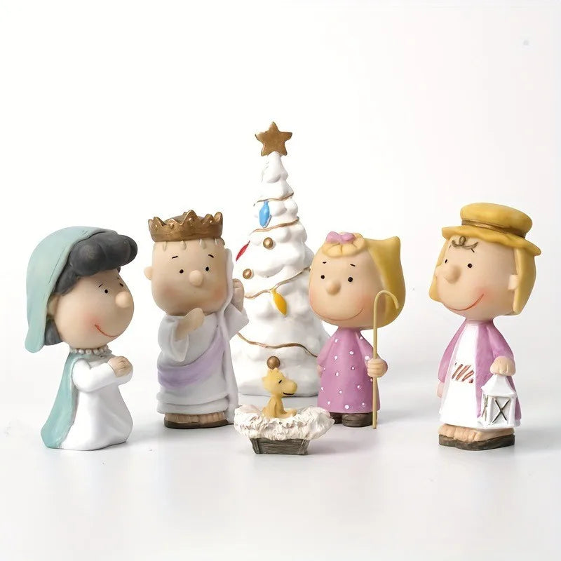 Conjunto Ornamentos Natalinos Resina Artesanais: Estatuetas Mágicas para Decoração de Natal