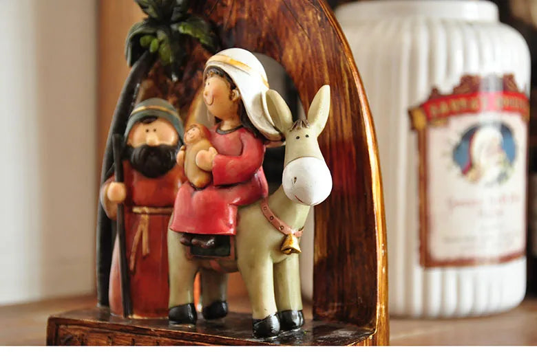 Presépio Natalino de Resina, Artesanal, Detalhado, Decoração Festiva, Encanto e Tradição