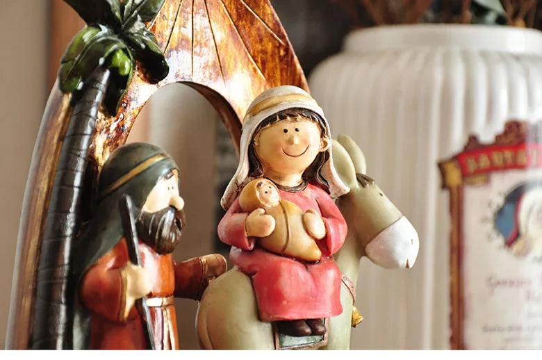 Presépio Natalino de Resina, Artesanal, Detalhado, Decoração Festiva, Encanto e Tradição