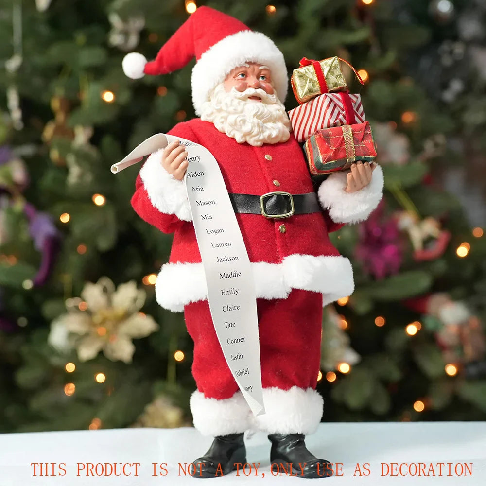 Estatueta Papai Noel Luxuoso 38cm Natalina Decoração Festiva Presentes Encantadores