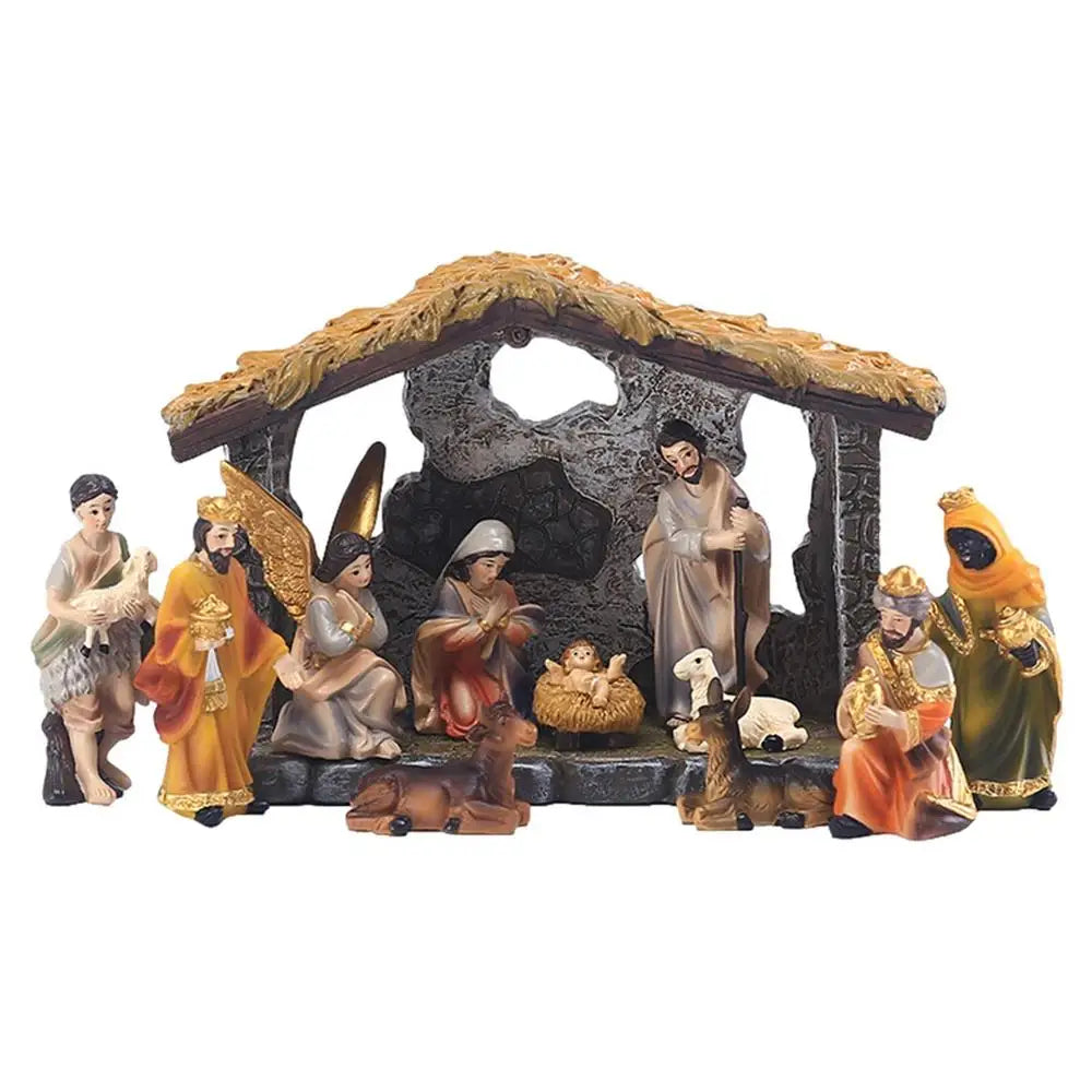 Presépio Natalino Resina Premium 12 Peças Sagrada Família Decoração Artesanal Encantadora