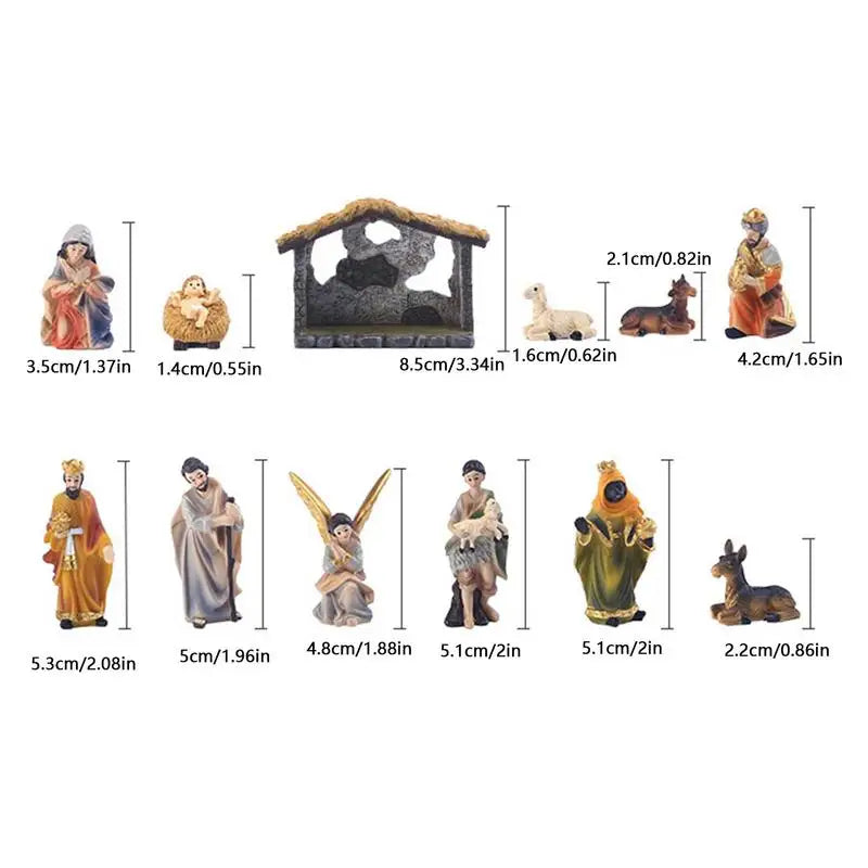 Presépio Natalino Resina Premium 12 Peças Sagrada Família Decoração Artesanal Encantadora