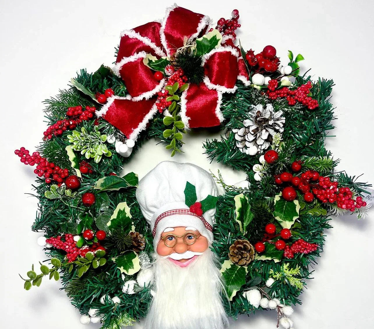 Guirlanda Natalina Vermelha Clássica Enfeites Festivos Decoração Porta Parede