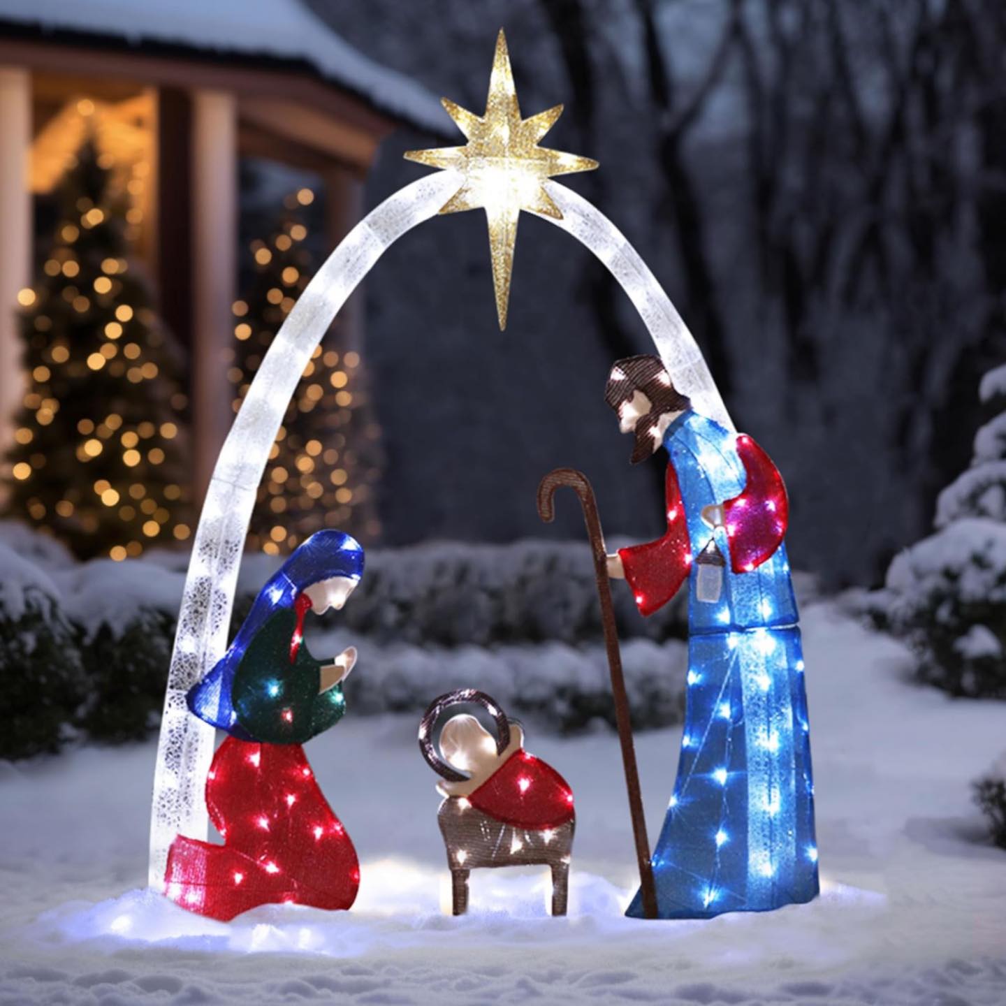 Presépio Natalino Iluminado Gigante 1,52m Decorativo Resistente Externo Fácil Instalação