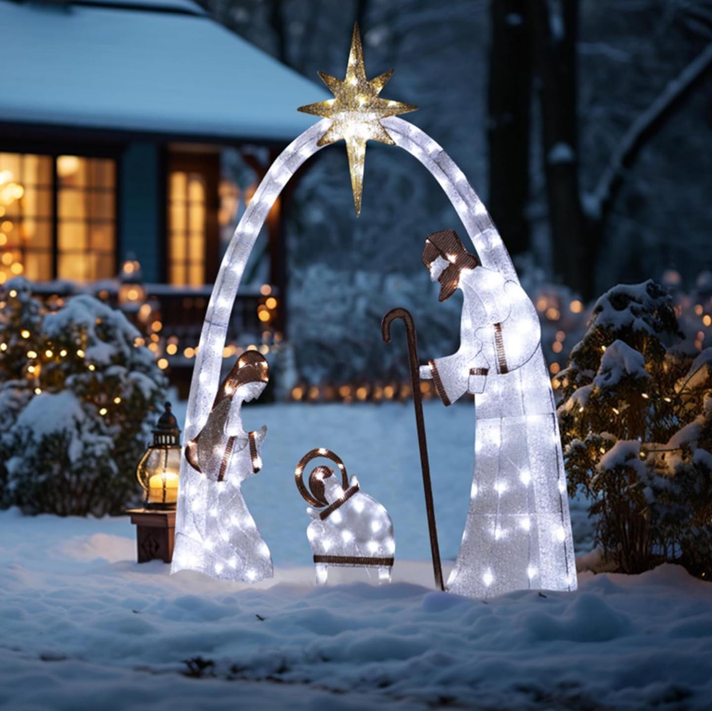 Presépio Natalino Iluminado Gigante 1,52m Decorativo Resistente Externo Fácil Instalação