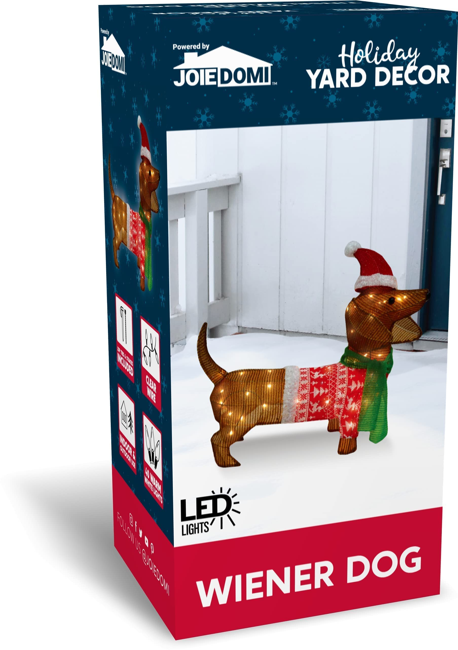 Decoração de Jardim LED Cachorro Salsicha Tinsel Natalino 61cm Brilho Aconchegante